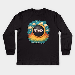 Totality 4-8-2024 Total Solar Eclipse Kids Long Sleeve T-Shirt